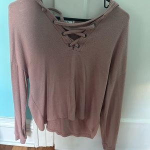 Lace up neck long sleeve!